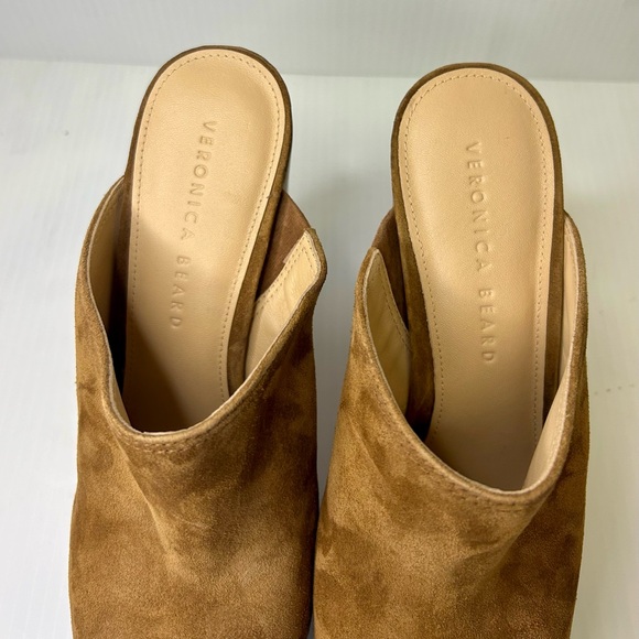 🤎”Veronica Beard” Beautiful Maren Cognac Suede Platform Heeled Clogs Size 7 - Picture 8 of 13